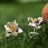 Silver Daisy Flower 18K Gold Plated Ear Studs