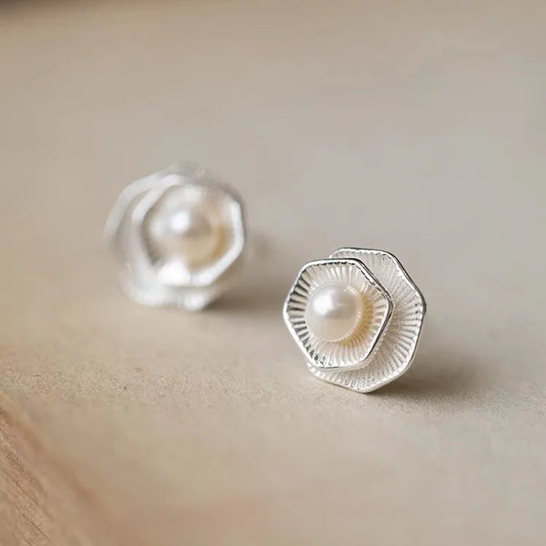 Pearl Flower Ear Studs