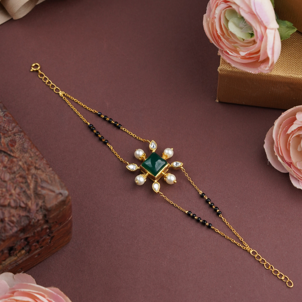 92.5 Silver Green Mangalsutra Bracelet
