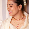 92.5 Sterling Silver Lotus Two layer Necklace