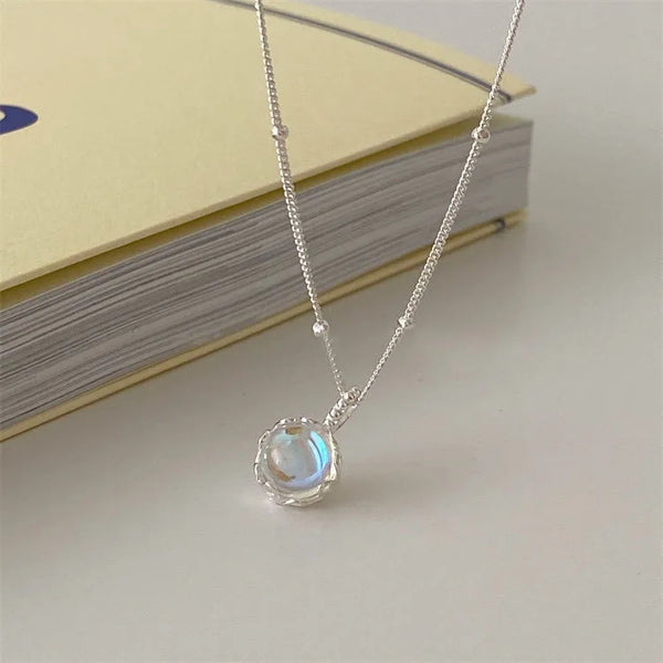 Moonstone Round Pendant Necklace