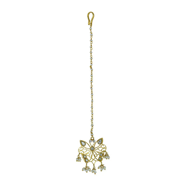 92.5 Silver Butterfly Gold Plated Maangtika