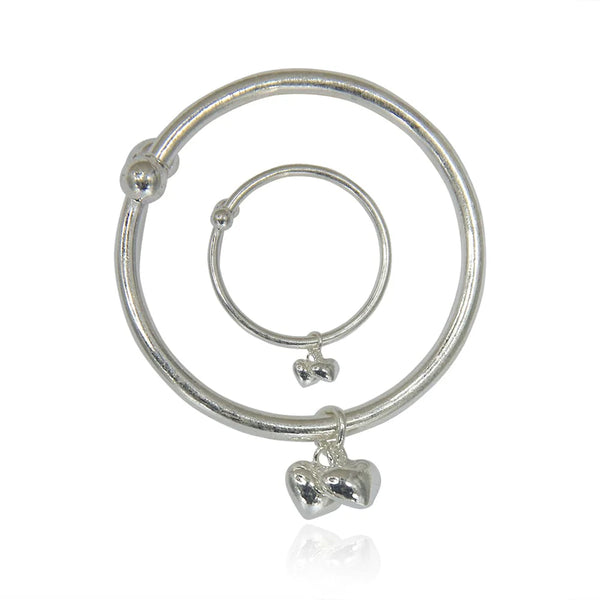 92.5 Silver heart shaped bangle for kids