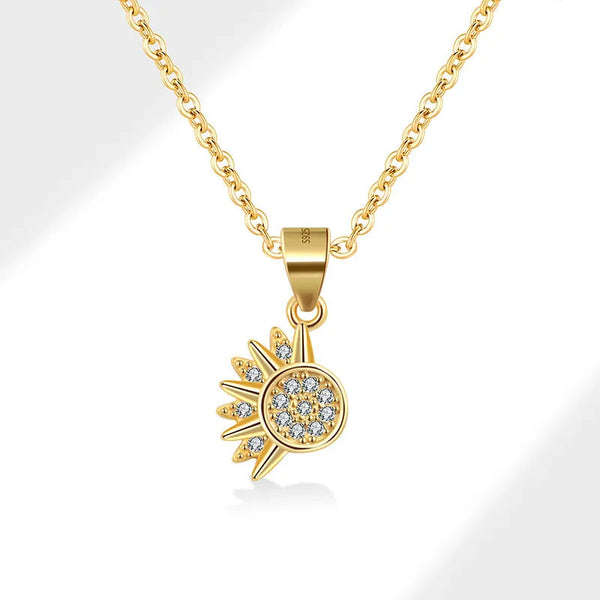 Gold Plated Sun Shine Shape Pendant with Chain