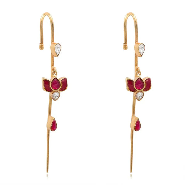 92.5 Silver Needle Lotus Kundan Earcuff