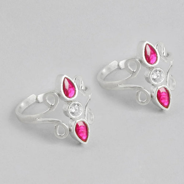 92.5 Silver Pink Toe Ring