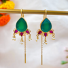 92.5 Silver Green Majestice Sui Dhaga Earrings