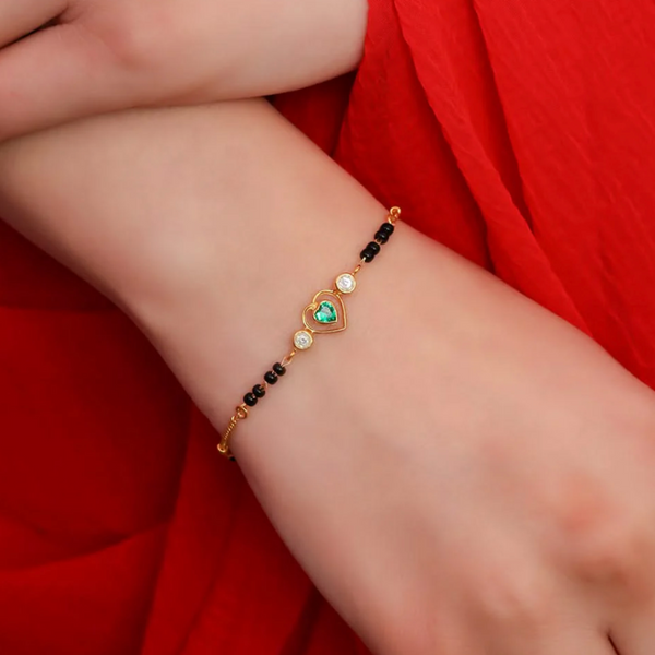 92.5 Sterling Silver Minimalist Heart Mangalsutra Bracelet