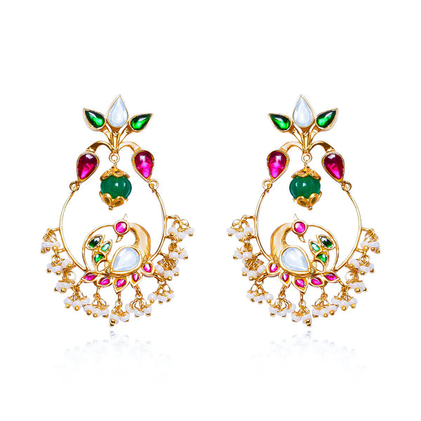 92.5 Sterling Silver Kundan Swan Chandbali