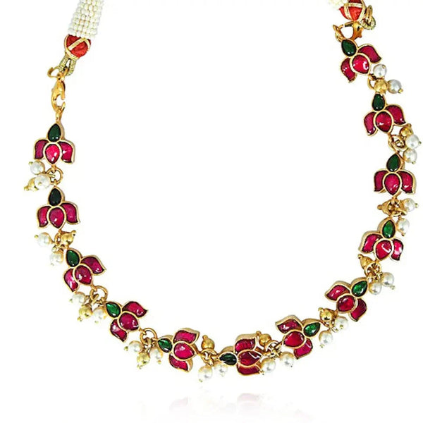92.5 Silver Kundan Lotus Choker