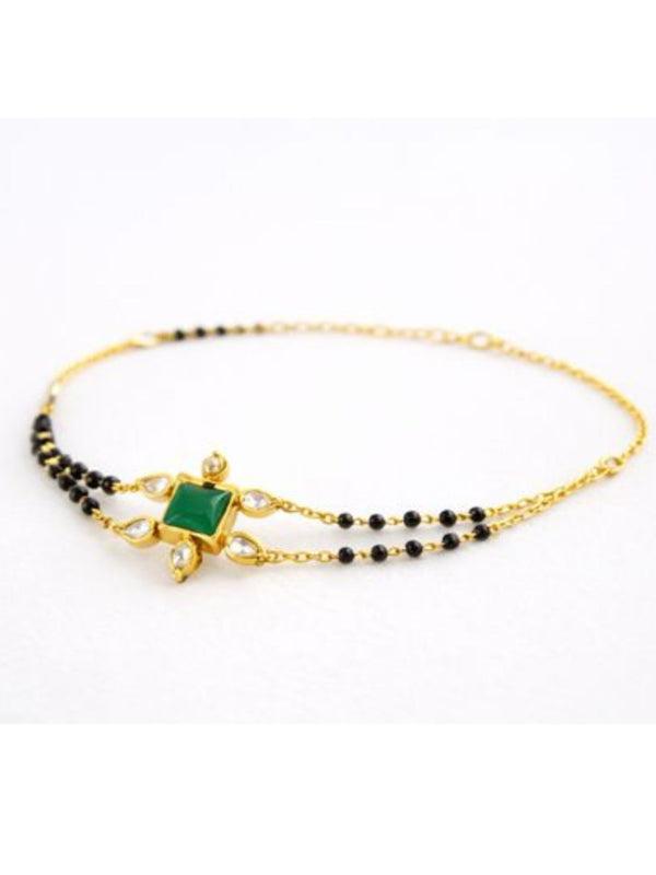 92.5 Silver Green Mangalsutra Bracelet
