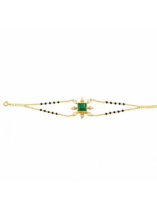92.5 Silver Green Mangalsutra Bracelet
