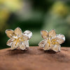 Silver Daisy Flower 18K Gold Plated Ear Studs
