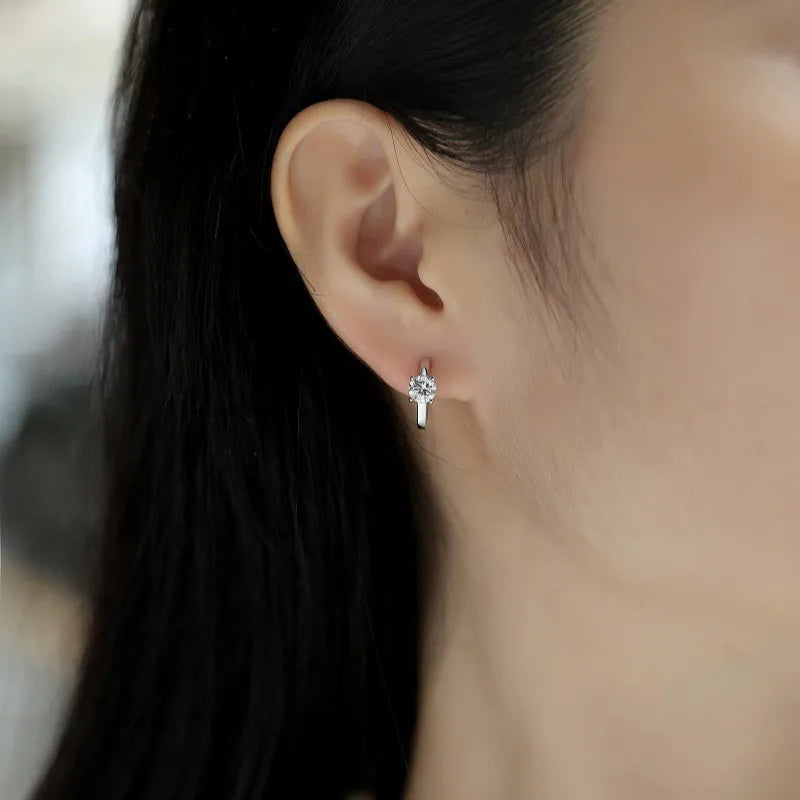 Single Diamond Moissanite Earrings