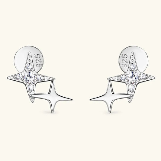 Star Ear Studs White Gold Plated