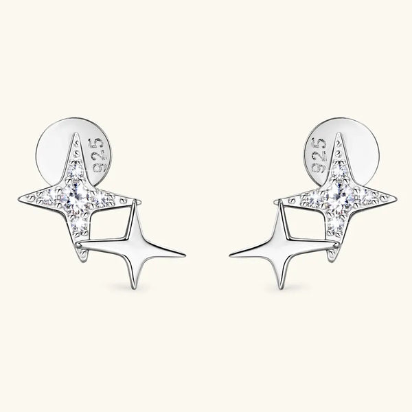 Star Ear Studs White Gold Plated