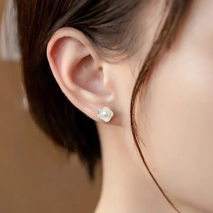 Pearl Flower Ear Studs