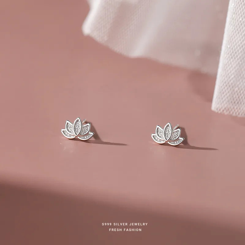 Lotus Glow Studs- Silver