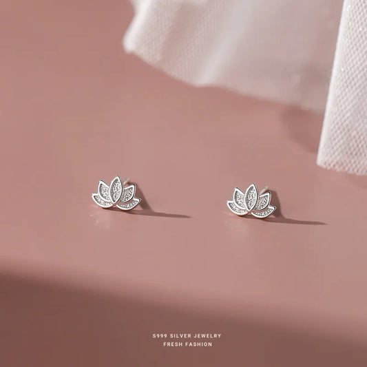 Lotus Glow Studs- Silver