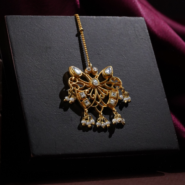 92.5 Silver Butterfly Gold Plated Maangtika