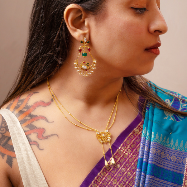 92.5 Sterling Silver Kundan Swan Chandbali