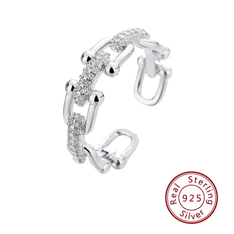 Silver Zircon Adjustable Ring