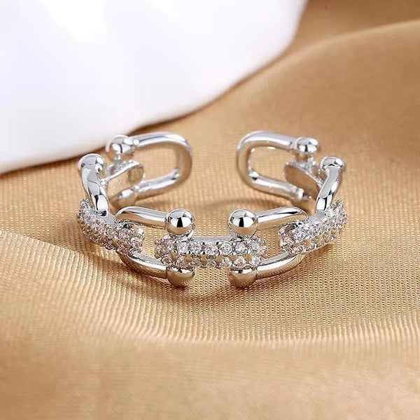 Silver Zircon Adjustable Ring