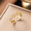 Silver Zircon Adjustable Open Ring Gold Plated