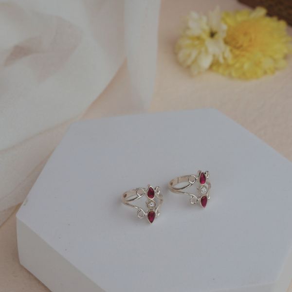 92.5 Silver Pink Toe Ring