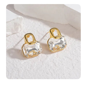 Square Zircon Inlay Earrings