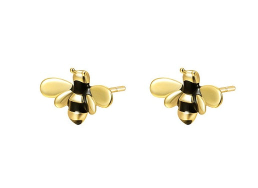 Silver Bee Ear Studs