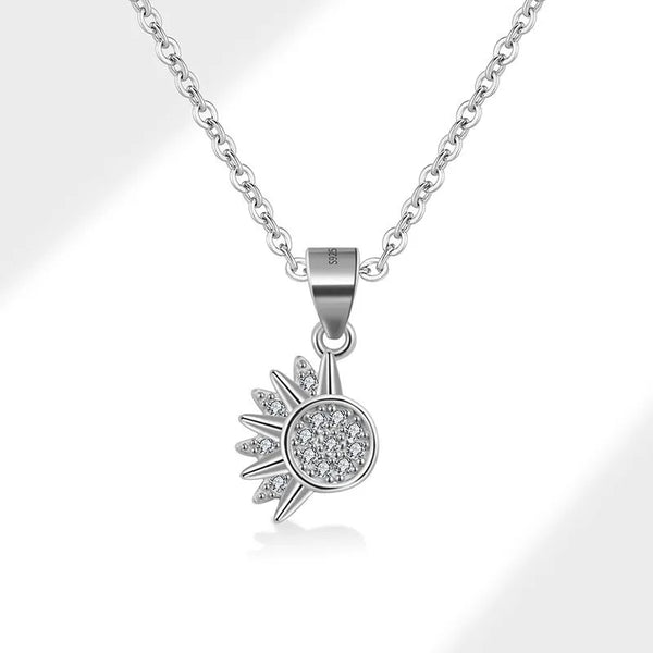 Sun Shine White Gold Pendant with Chain