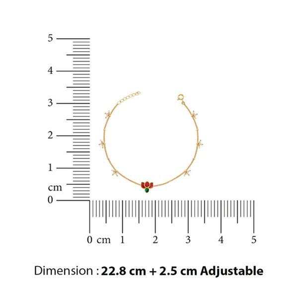 92.5 Sterling Silver Lotus Graceful Anklet