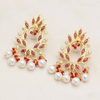 92.5 Silver Lotus Gold Plated Pearl Earrings