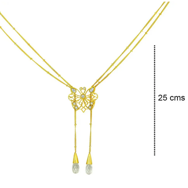 92.5 Silver Butterfly Stone Drop Necklace