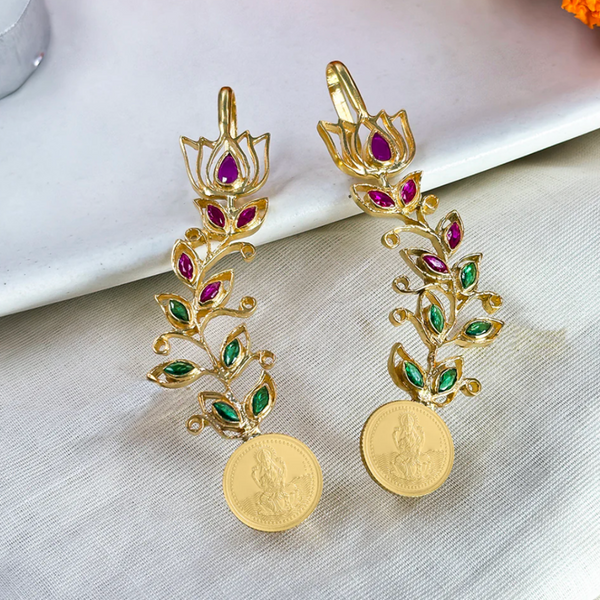 999 Silver Dhanlakshmi and Lotus Earcuff