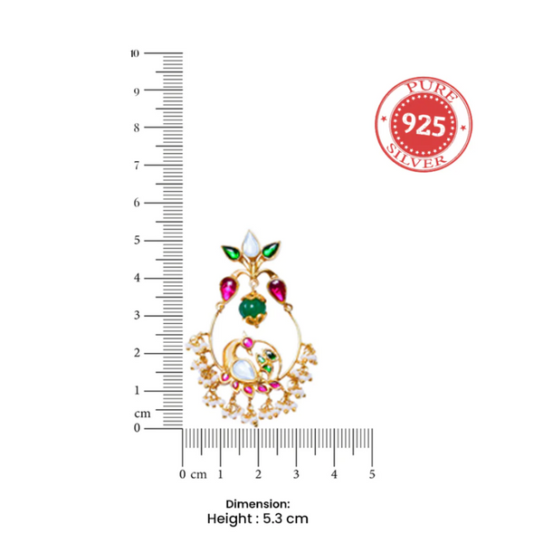 92.5 Sterling Silver Kundan Swan Chandbali