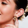 92.5 Sterling Silver Swan Motif Kundan Stud Earrings