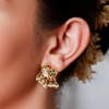 92.5 Sterling Silver Swan Motif Kundan Stud Earrings
