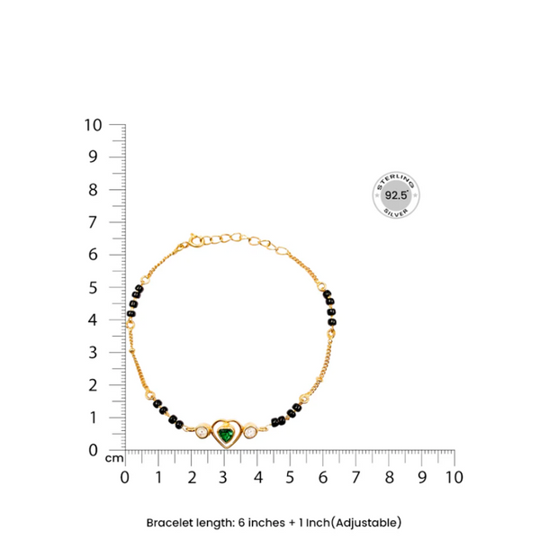 92.5 Sterling Silver Minimalist Heart Mangalsutra Bracelet