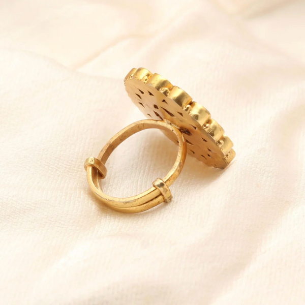 92.5 Silver Timeless Gold Plated Jadau Ring