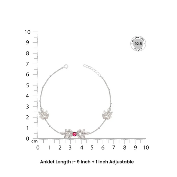 92.5 Silver Autumn Leaves Anklet