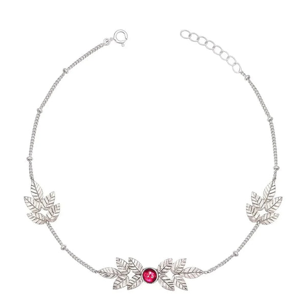 92.5 Silver Autumn Leaves Anklet